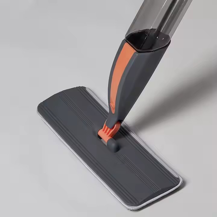 Multifunctional 3-in-1 spray mop with refillable tank, microfiber pad, and built-in scraper