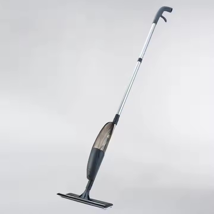 Multifunctional 3-in-1 spray mop with refillable tank, microfiber pad, and built-in scraper