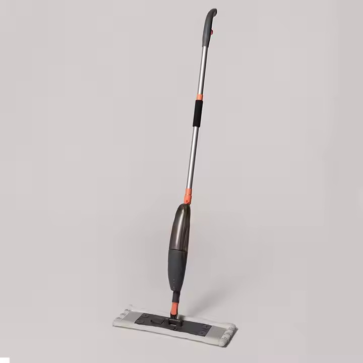 Multifunctional 3-in-1 spray mop with refillable tank, microfiber pad, and built-in scraper