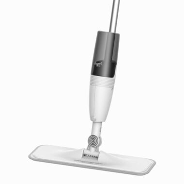 Spray mop for home use with 360-degree rotating pole, ergonomic handle, and refillable water tank