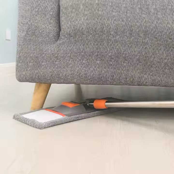 Super absorbent microfiber flat mop with reusable cleaning pad for home floors