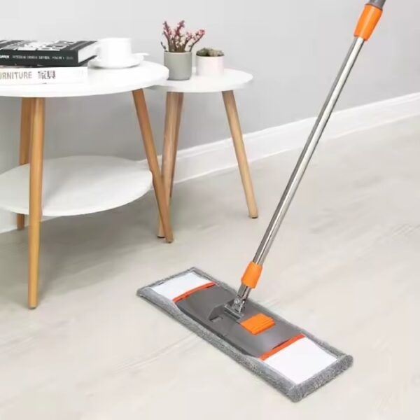 Super absorbent microfiber flat mop with reusable cleaning pad for home floors