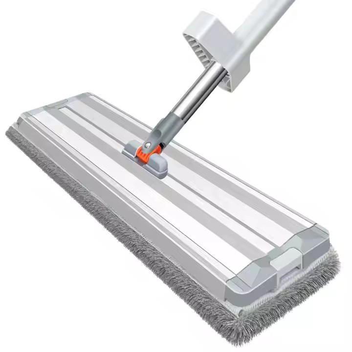 Super absorbent microfiber flat mop with reusable cleaning pad for home floors