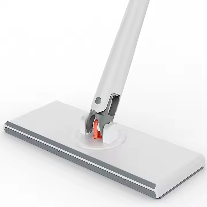 Super absorbent microfiber flat mop with reusable cleaning pad for home floors