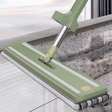 Super absorbent microfiber flat mop with reusable cleaning pad for home floors