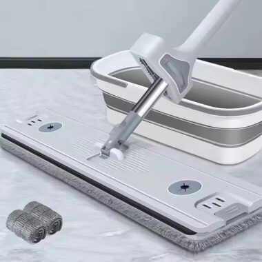 Hands-free 360-degree microfiber flat mop for home and commercial use