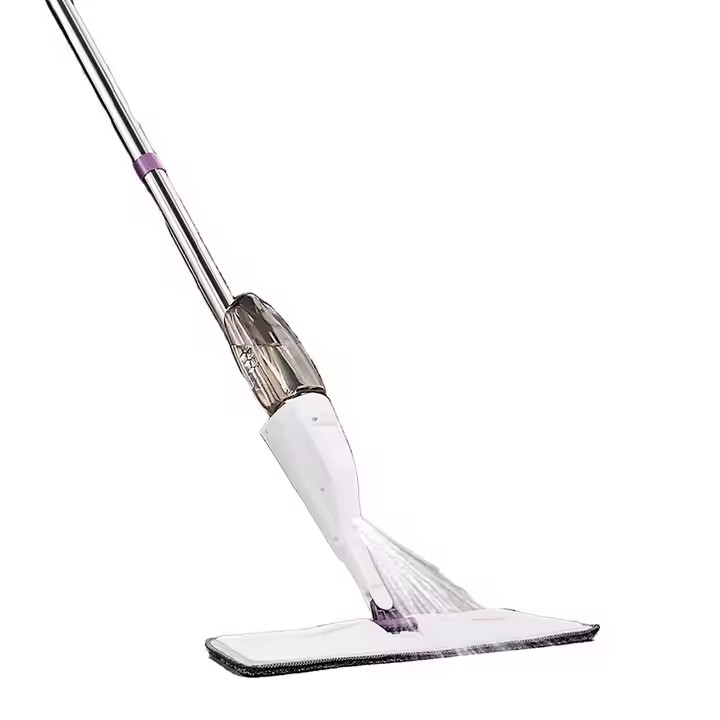 Magic flat spray mop with microfiber pad, ergonomic handle, and 360-degree swivel head