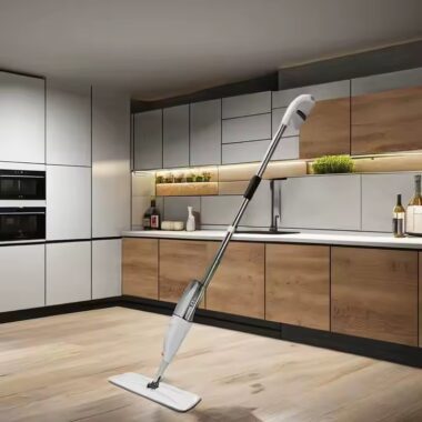 Magic flat spray mop with microfiber pad, ergonomic handle, and 360-degree swivel head