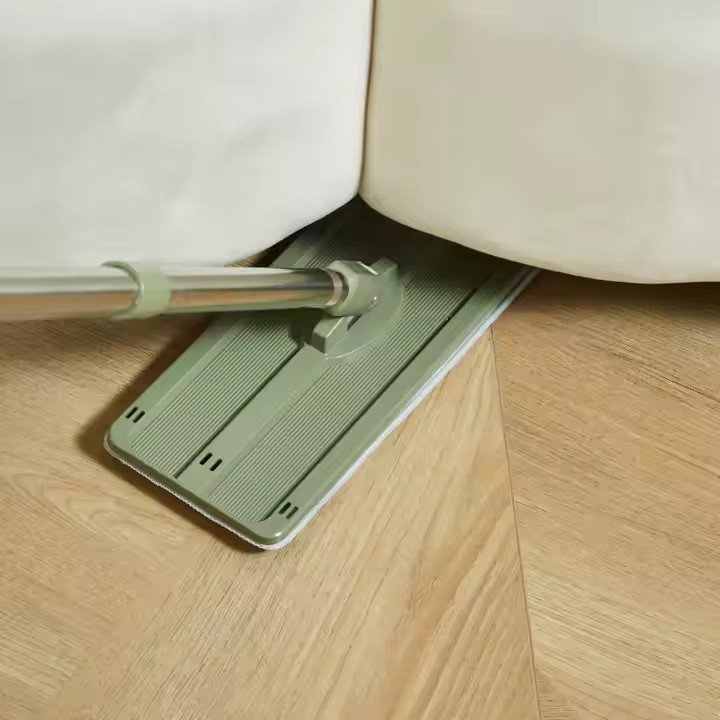 Dry & wet separation hands-free microfiber flat mop with self-cleaning bucket