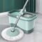 Round 360-degree magic spin mop with rotating microfiber head and bucket