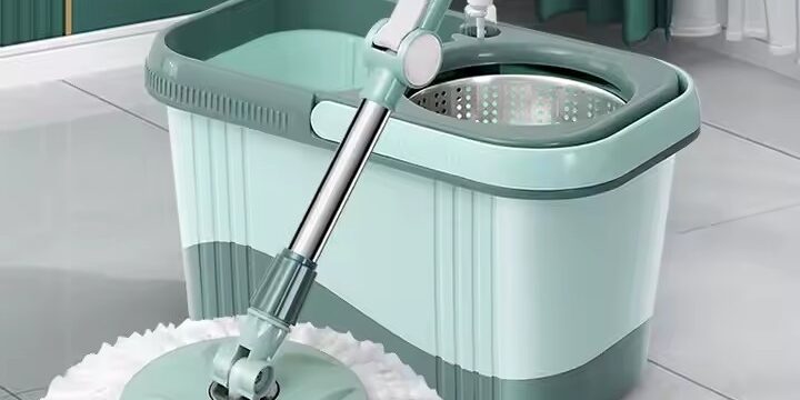 Hot-selling round 360° spin mop with bucket for home and office cleaning (7) Round 360-degree magic spin mop with rotating microfiber head and bucket