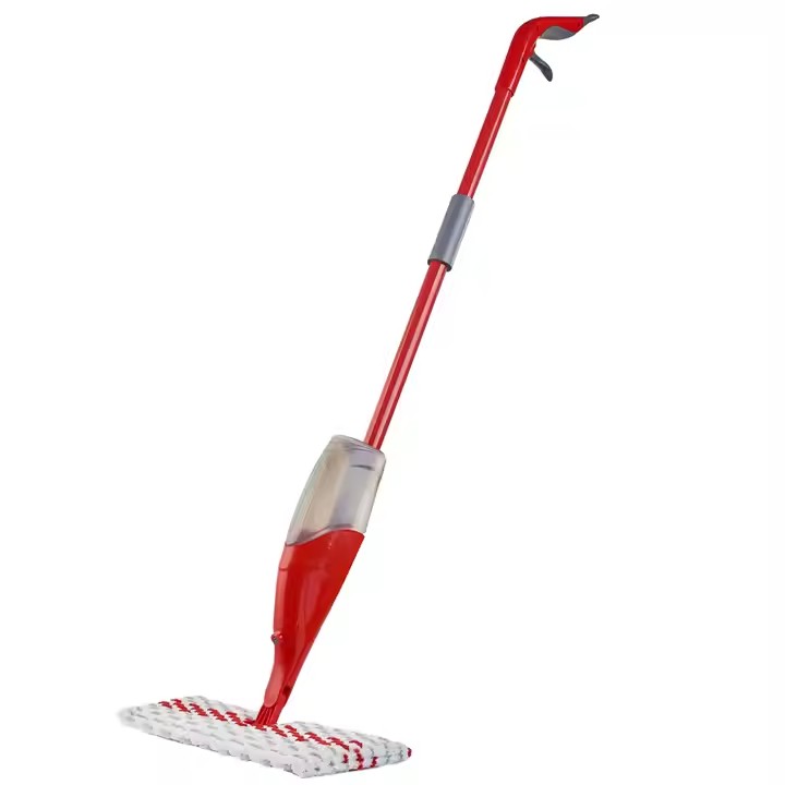 Ergonomic microfiber spray mop with refillable bottle and 360-degree rotating head for home cleaning