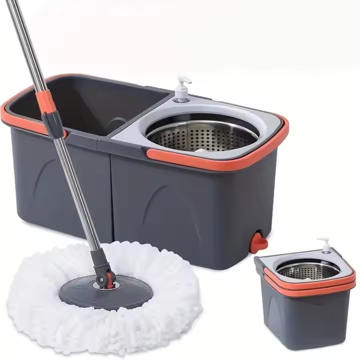 New 360° microfiber spin mop with ergonomic magic handle and bucket