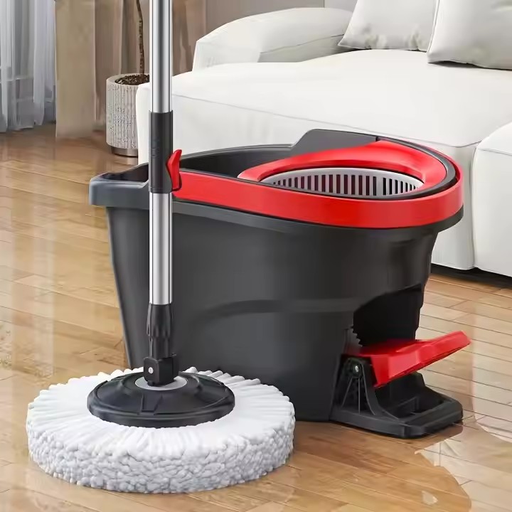 New 360° microfiber spin mop with ergonomic magic handle and bucket