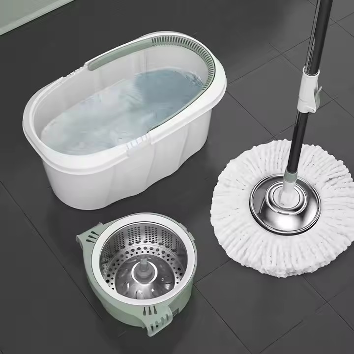 Factory direct 360° microfiber spin mop with rotating head and bucket