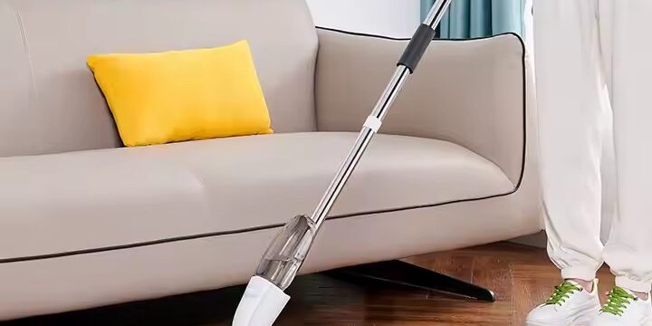 Lightweight portable spray mop with ergonomic handle and microfiber pad for home floor cleaning