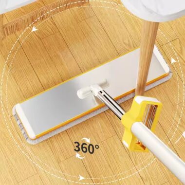 360° stainless steel self-wringing flat mop with microfiber head