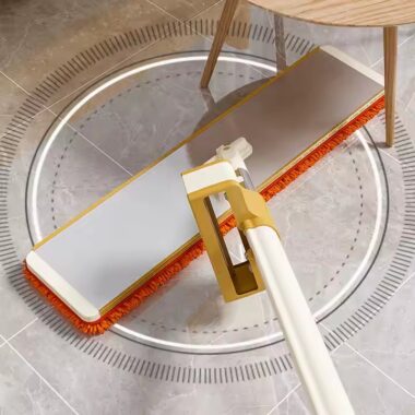 360° stainless steel self-wringing flat mop with microfiber head