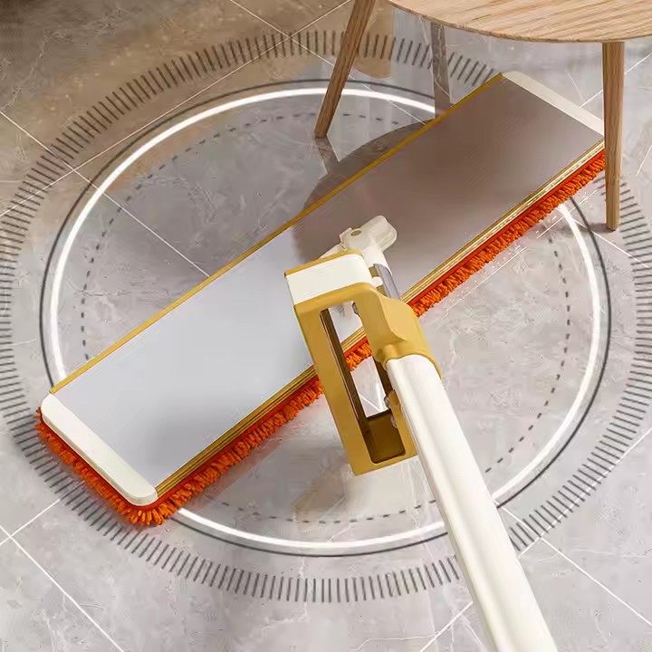 360° stainless steel self-wringing flat mop with microfiber head