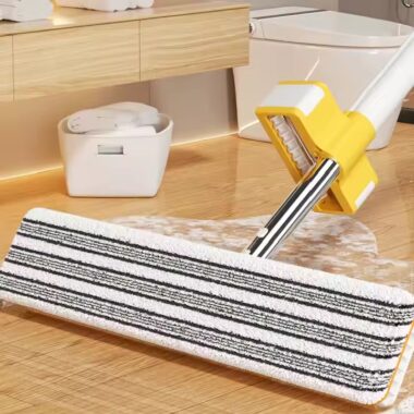 360° stainless steel self-wringing flat mop with microfiber head