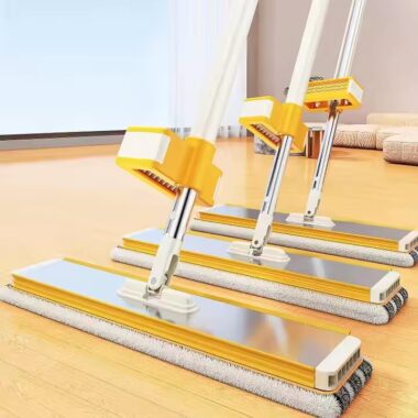360° stainless steel self-wringing flat mop with microfiber head