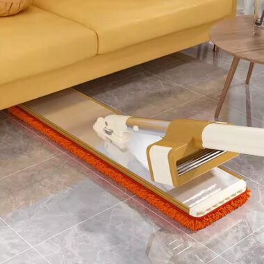 360° stainless steel self-wringing flat mop with microfiber head
