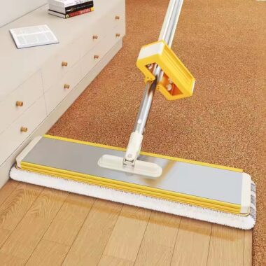 360° stainless steel self-wringing flat mop with microfiber head