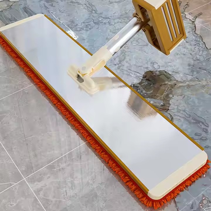 360° stainless steel self-wringing flat mop with microfiber head