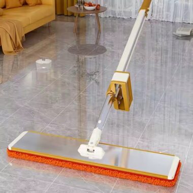 360° stainless steel self-wringing flat mop with microfiber head
