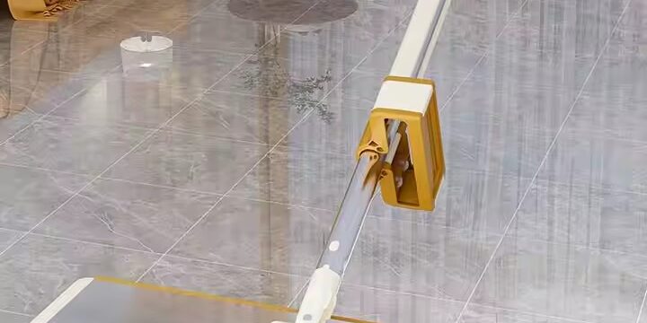 360° stainless steel self-wringing flat mop with microfiber head